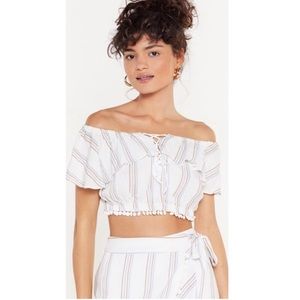 NWT Hang On Striped Crop Top